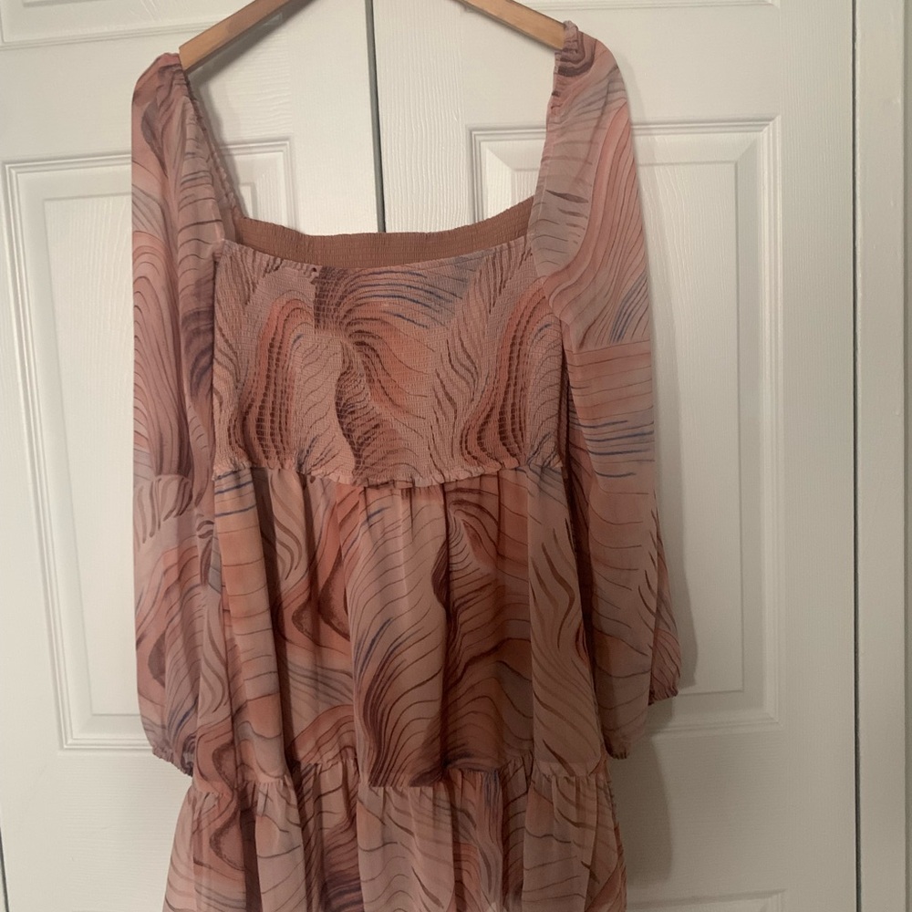 Wilfred  tempest dress .
Chiffon Pink /Brown Patterned smocked
 Never Worn PFSM